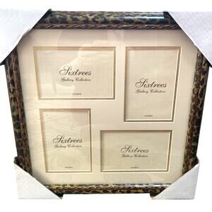 Sixtrees Leopard Print Collage Picture Frame (4) 4x6 Photos Animal Print Decor